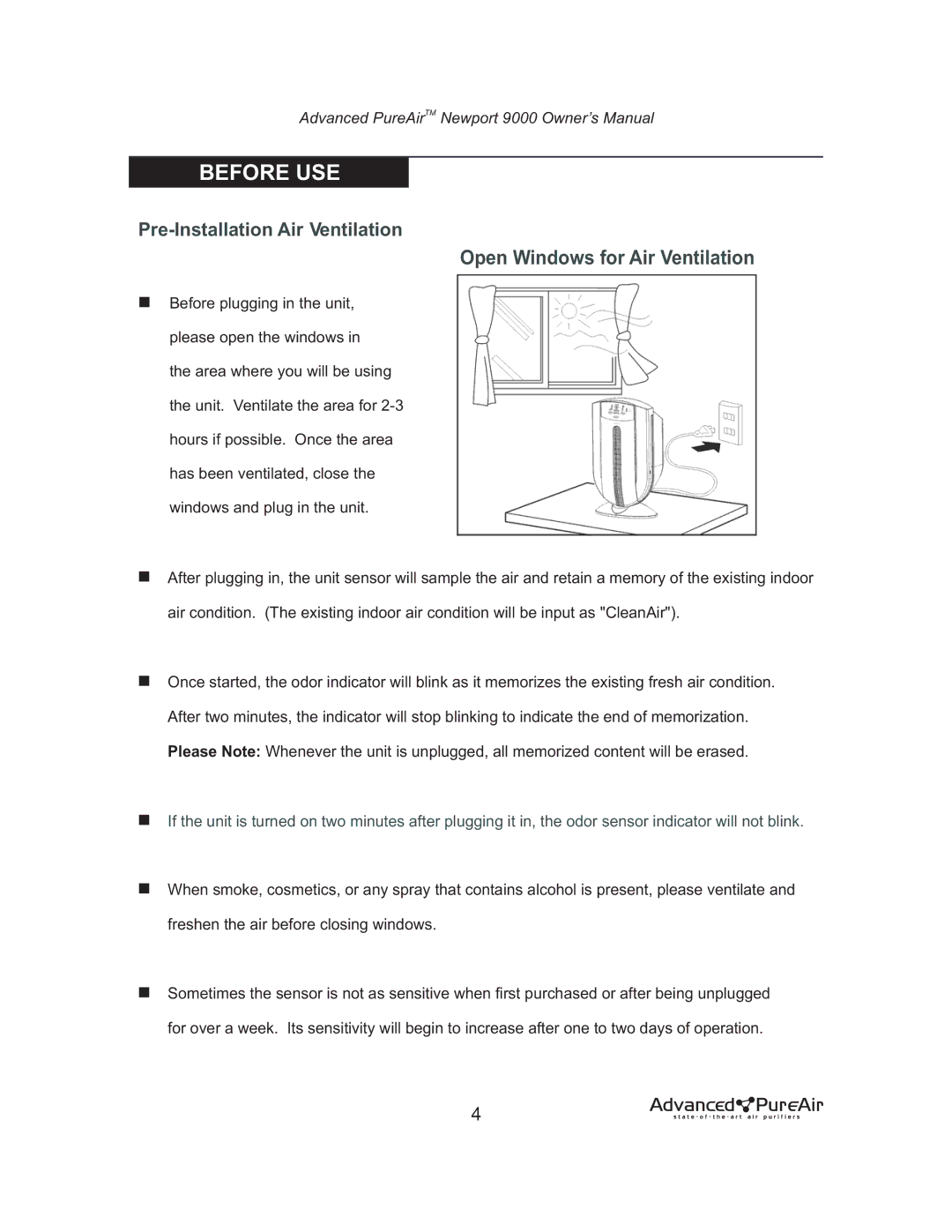 Nlynx NEWPORT 9000 owner manual Before USE, Pre-Installation Air Ventilation 