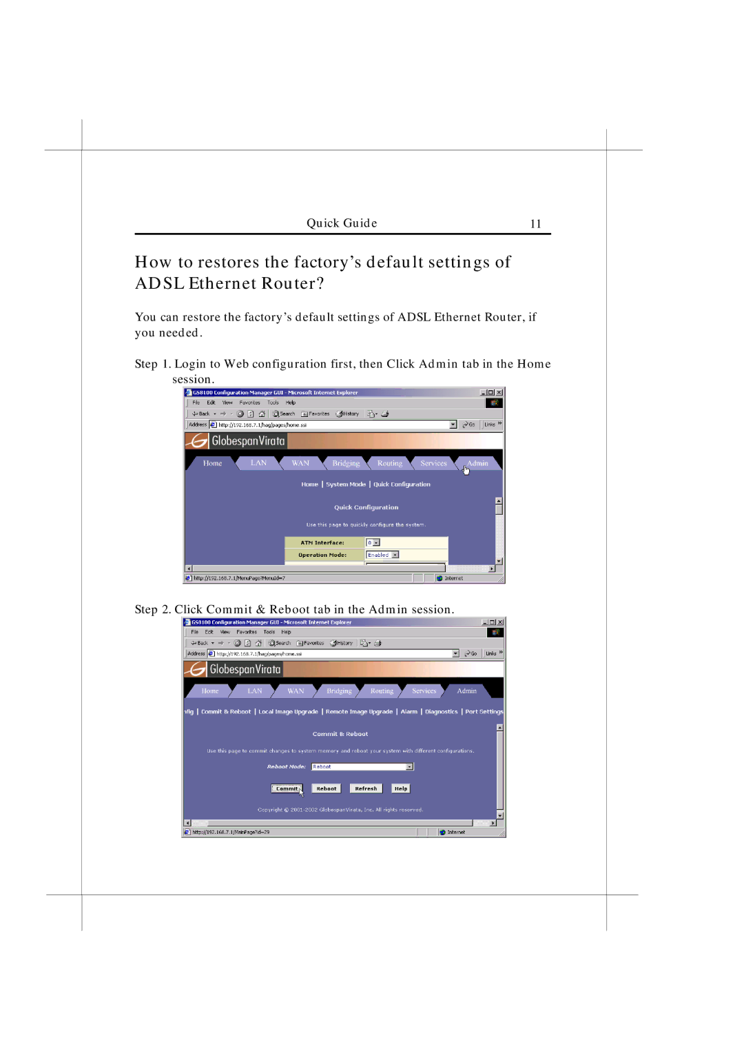 Nlynx none manual Heritage Series Adsl Bridge/ Router Quick Guide 