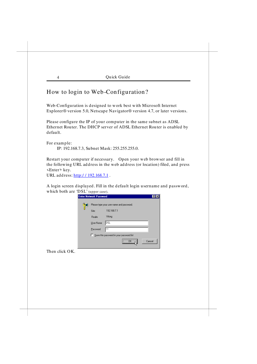 Nlynx none manual How to login to Web-Configuration?, For example 