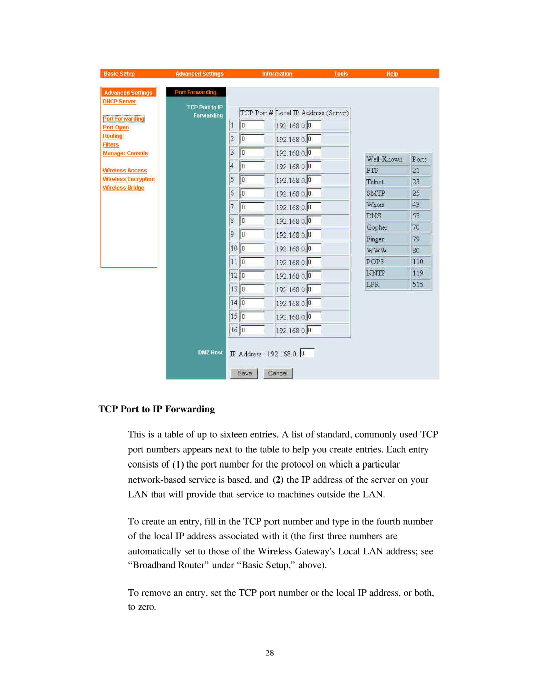 Nlynx Wireless Gateway manual TCP Port to IP Forwarding 