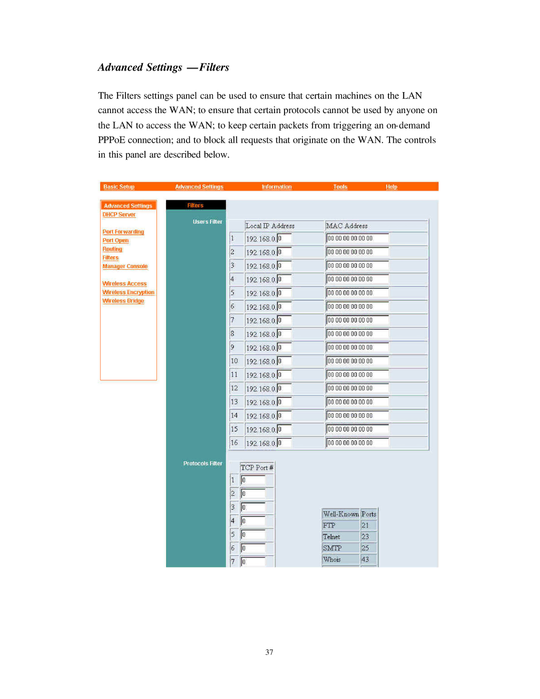 Nlynx Wireless Gateway manual Advanced Settings Filters 