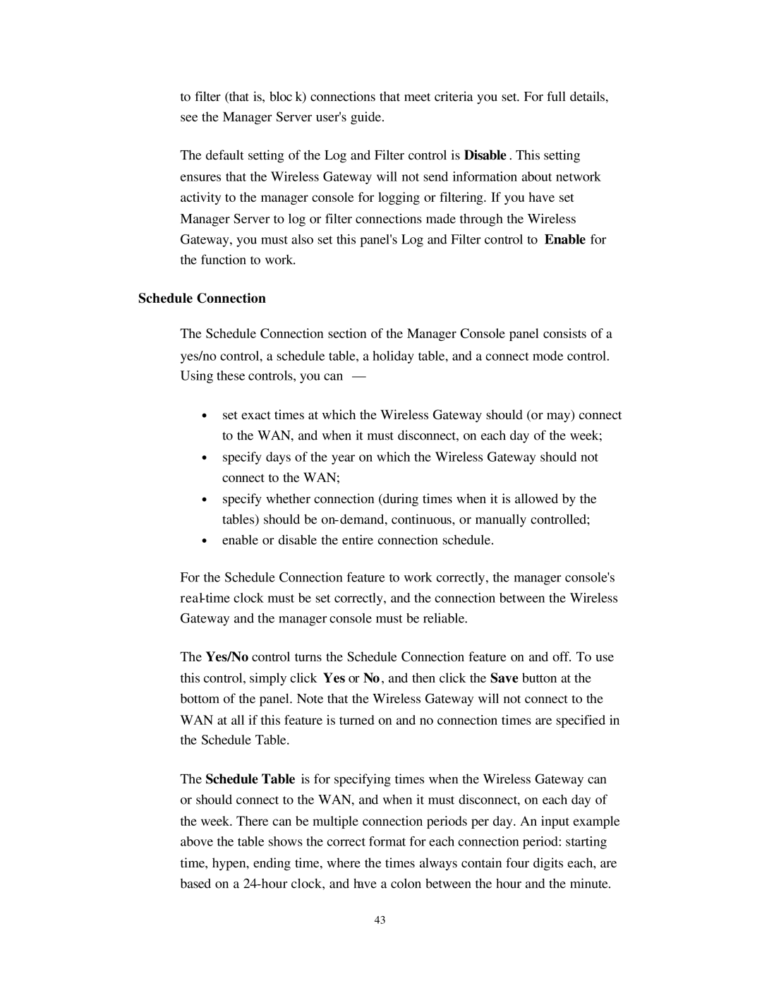 Nlynx Wireless Gateway manual Schedule Connection 