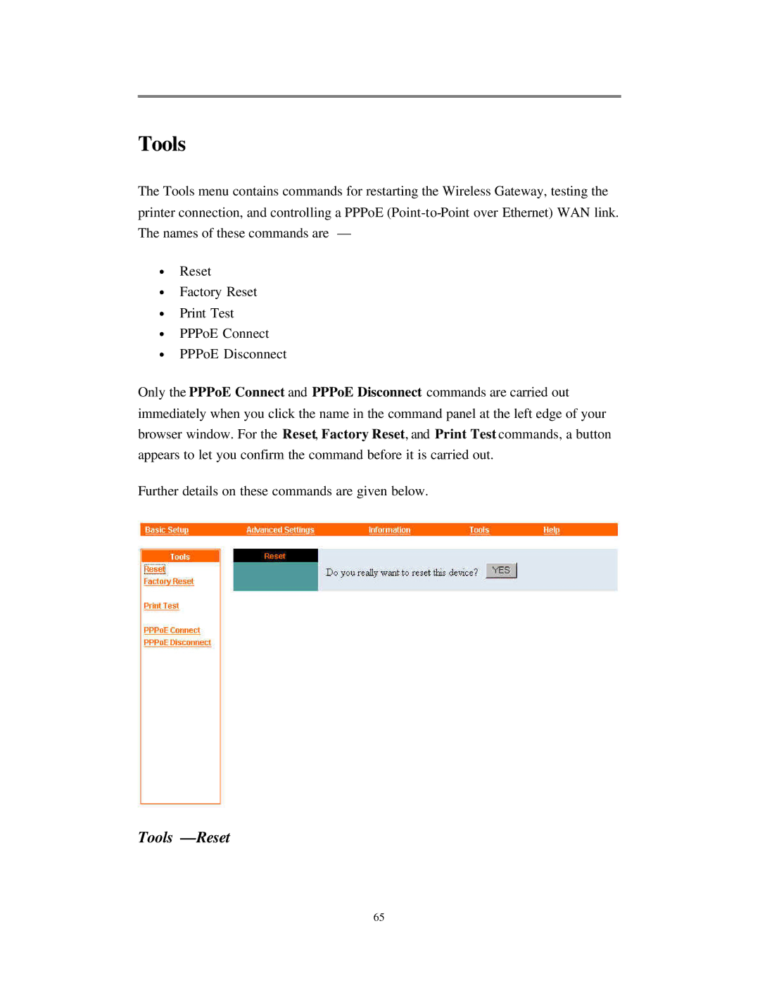 Nlynx Wireless Gateway manual Tools Reset 