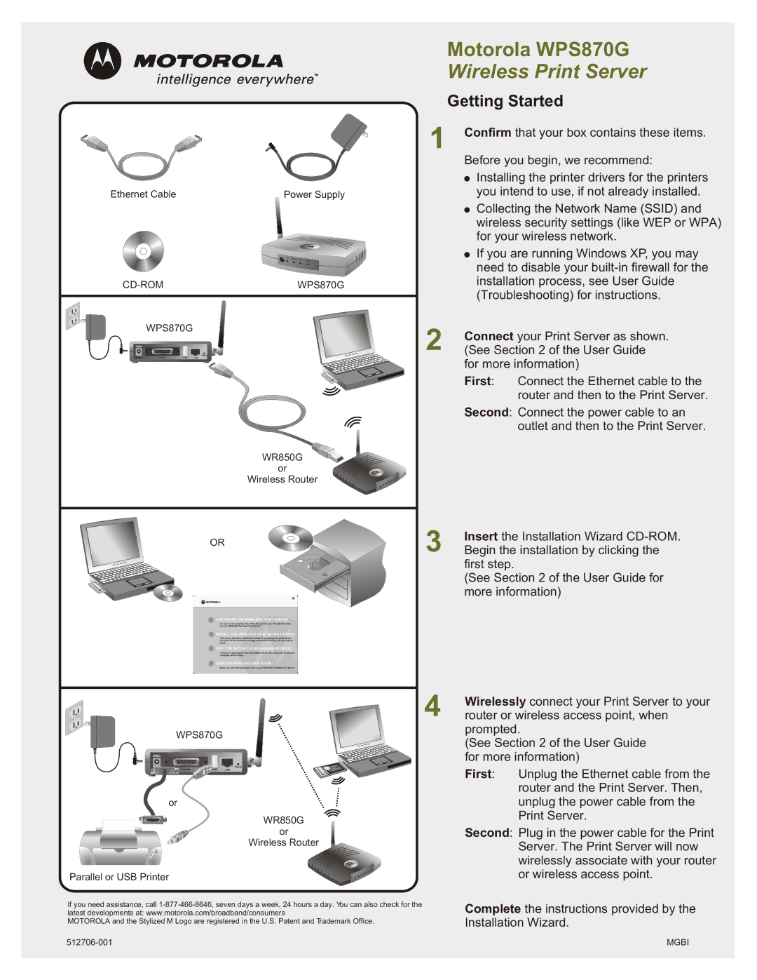 Nlynx WPS870G manual Wireless Print Server, Getting Started, First 