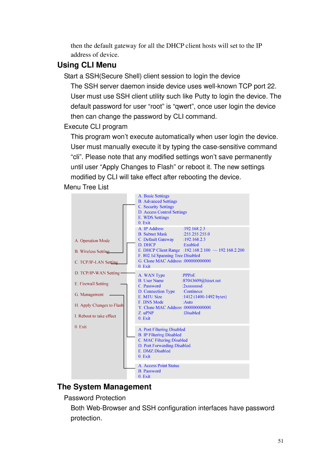 Nlynx ZWA-G120 user manual Using CLI Menu, System Management 