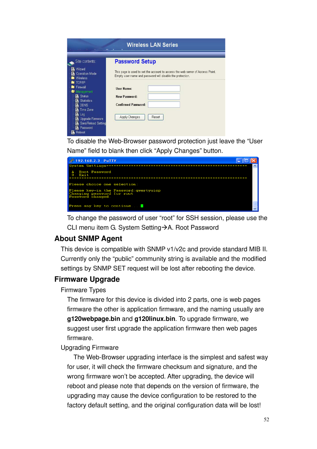 Nlynx ZWA-G120 user manual About Snmp Agent, Firmware Upgrade 