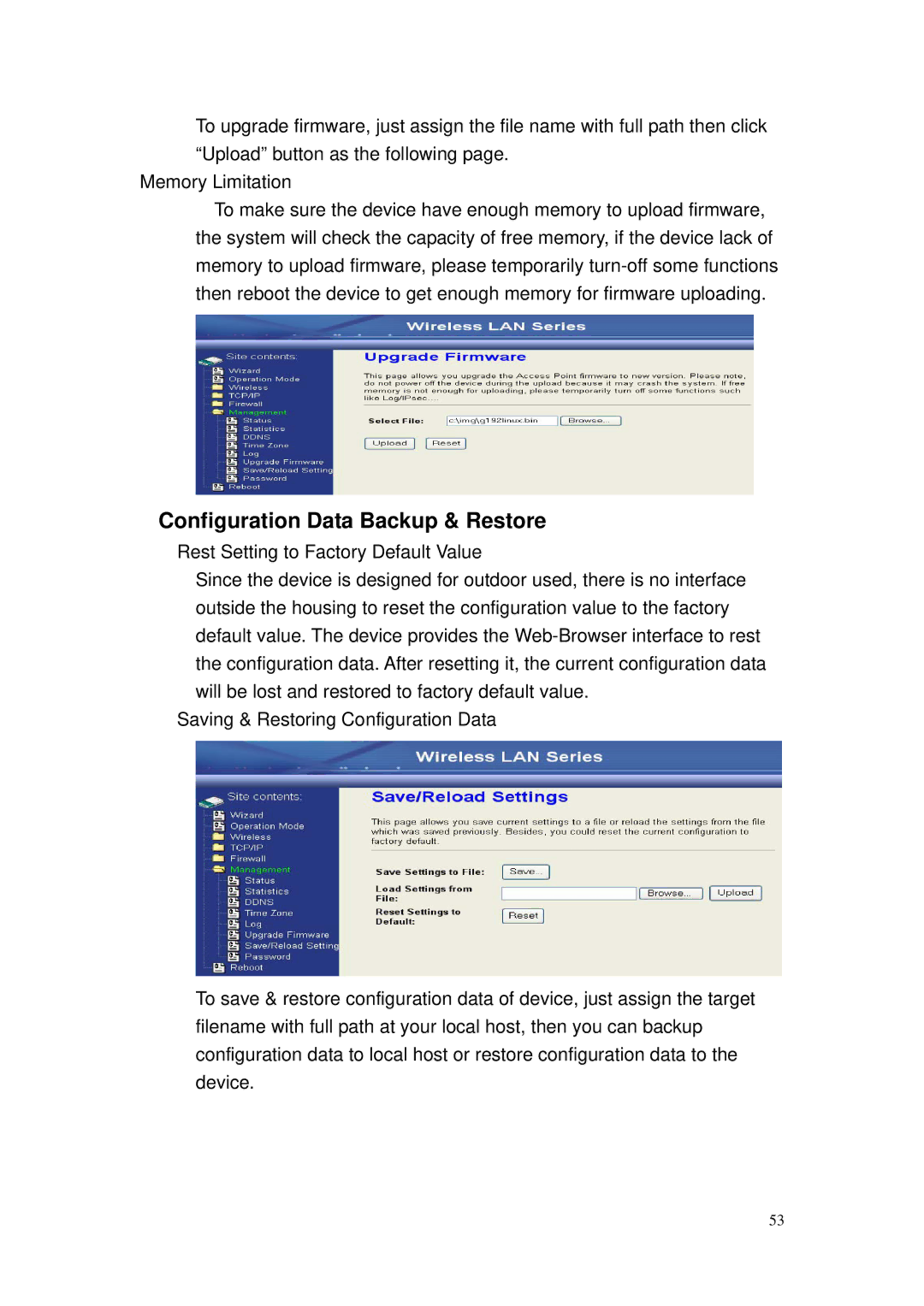 Nlynx ZWA-G120 user manual Configuration Data Backup & Restore 