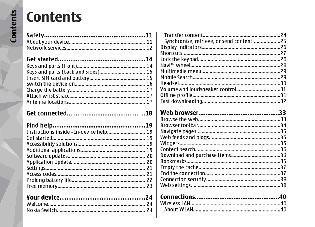 Nokia 002F4W8 manual Contents 