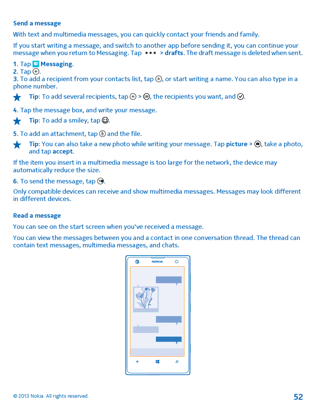 Nokia 1020 manual Send a message, Read a message 