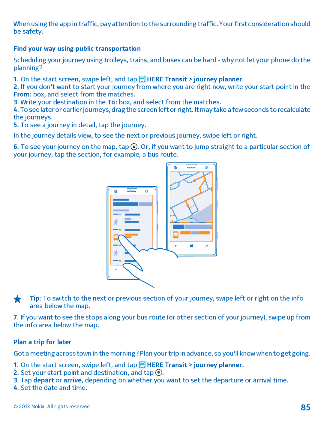 Nokia 1020 manual Find your way using public transportation, Plan a trip for later 