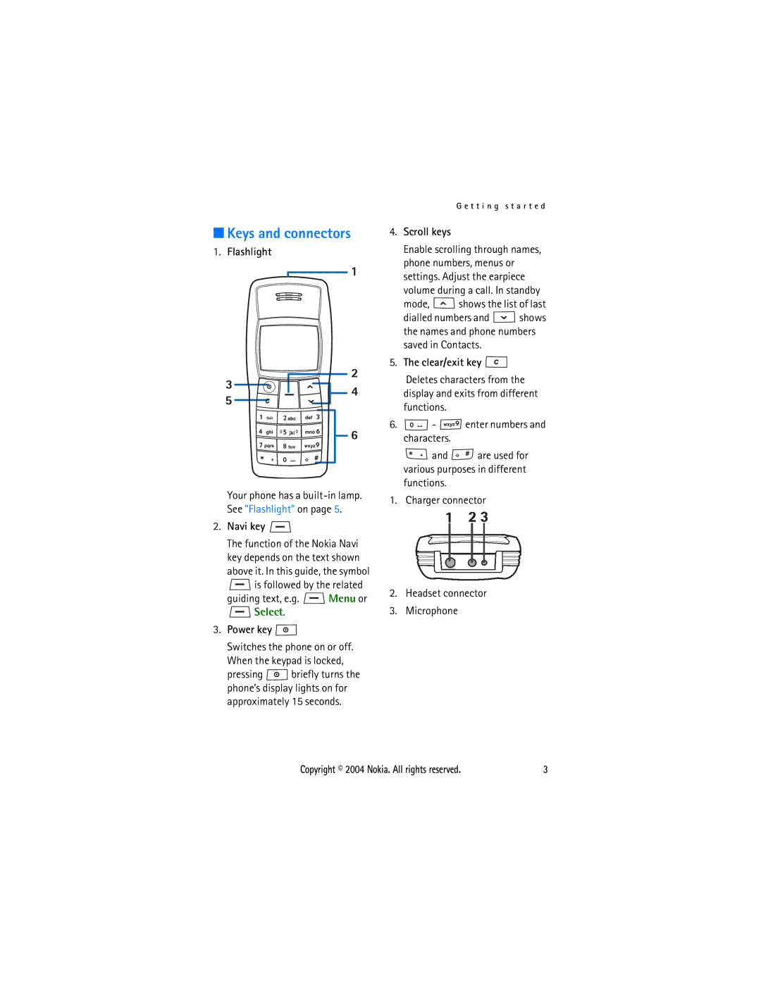 Nokia 1108 manual Keys and connectors, Is followed by the related Guiding text, e.g. Menu or, Approximately 15 seconds 