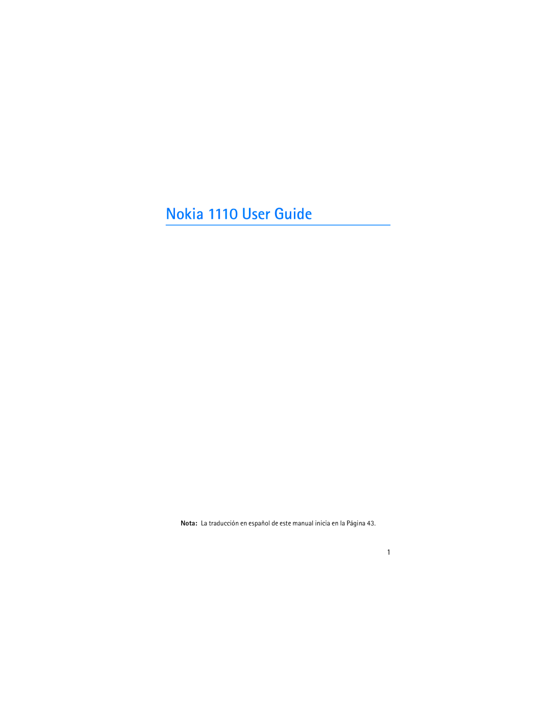 Nokia manual Nokia 1110 User Guide 