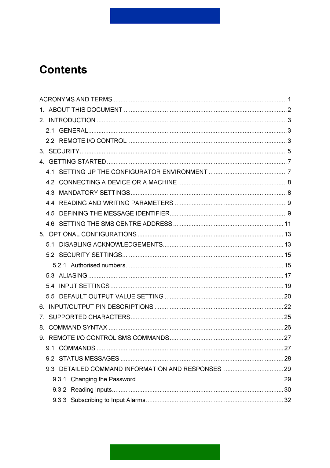 Nokia 12 GSM MODULE REMOTE I/O manual Contents 