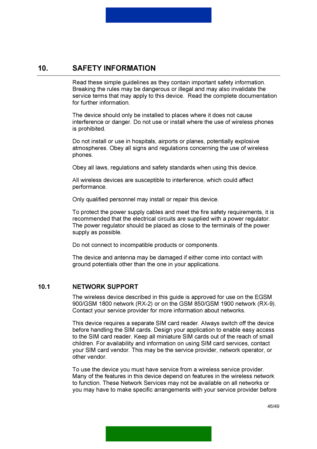 Nokia 12 GSM MODULE REMOTE I/O manual Safety Information, Network Support 