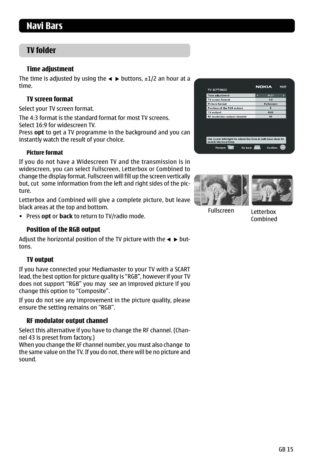 Nokia 121 T manual TV folder 