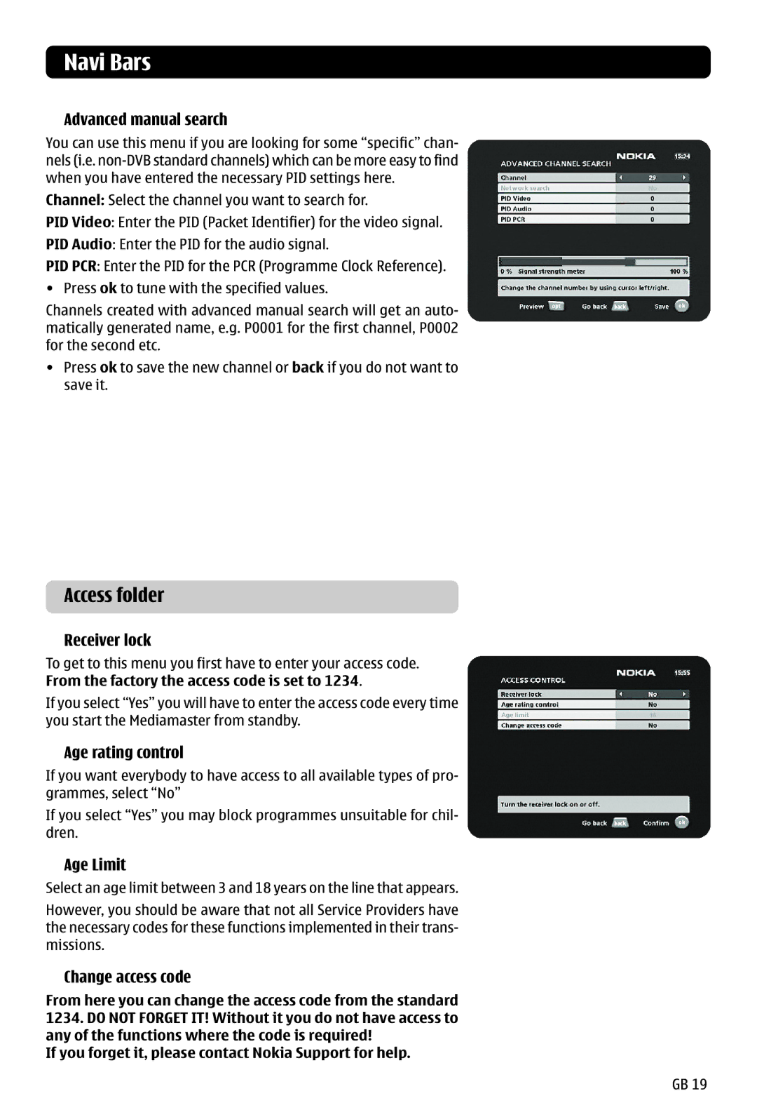 Nokia 121 T manual Access folder 