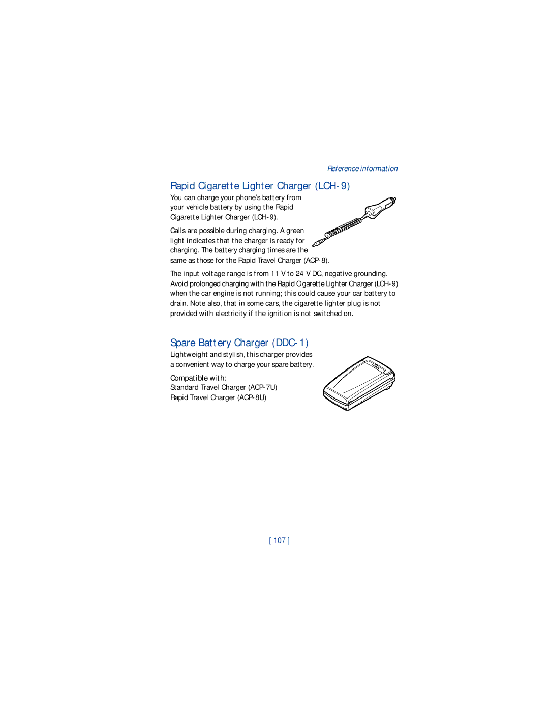 Nokia 1220 manual Rapid Cigarette Lighter Charger LCH-9, Spare Battery Charger DDC-1, Compatible with 