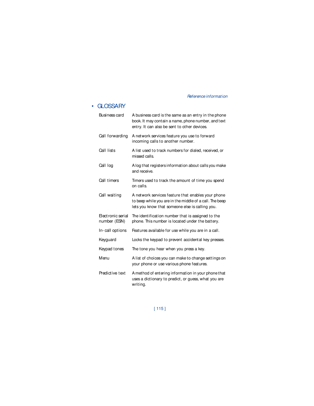 Nokia 1220 manual Glossary 