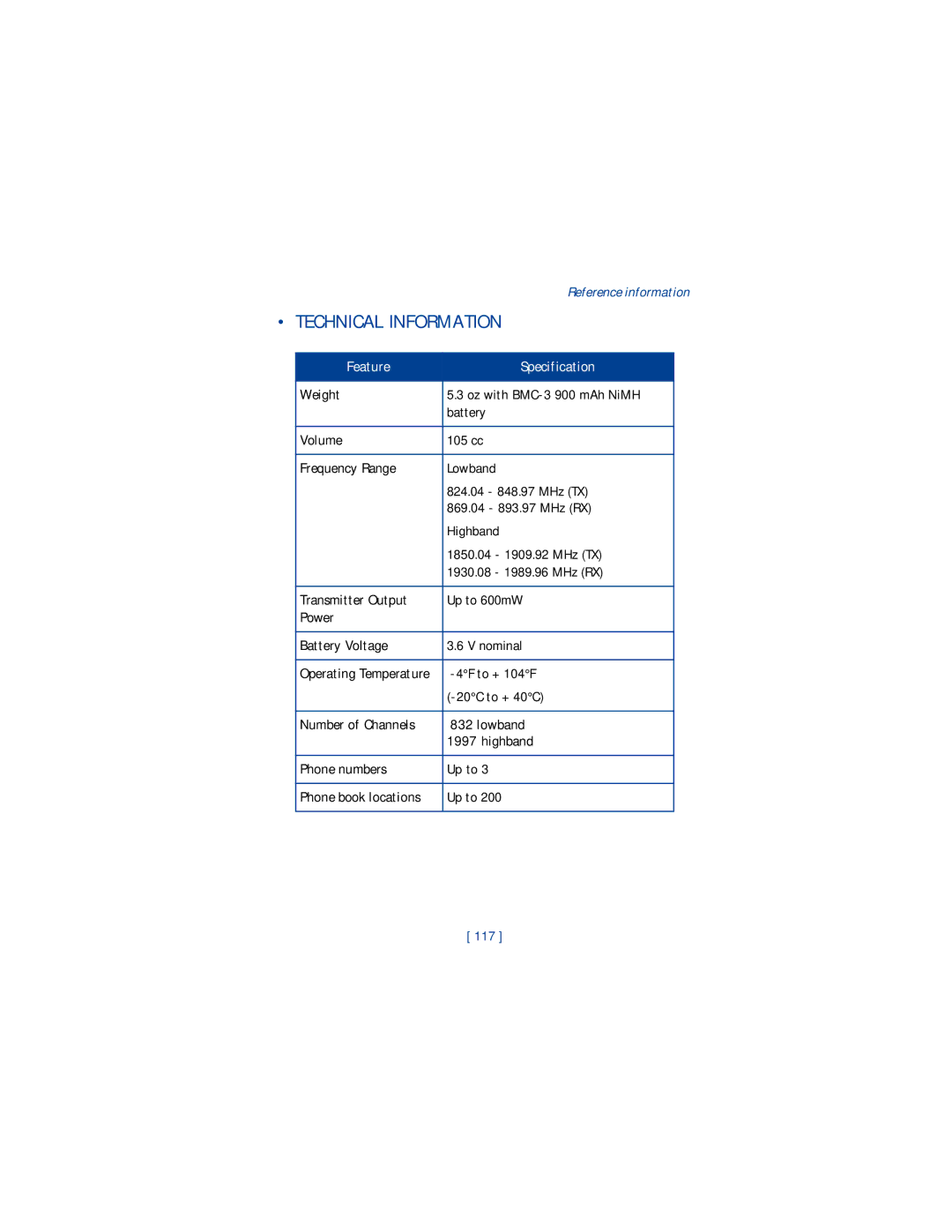 Nokia 1220 manual Technical Information, Weight Volume Frequency Range Transmitter Output Power, Number of Channels, Up to 