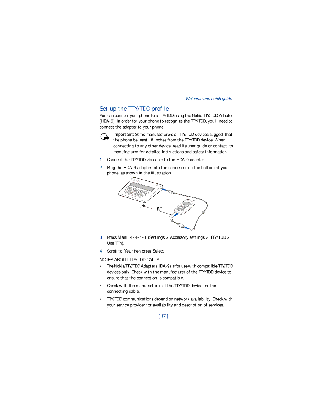 Nokia 1220 manual Set up the TTY/TDD profile, Scroll to Yes, then press Select 