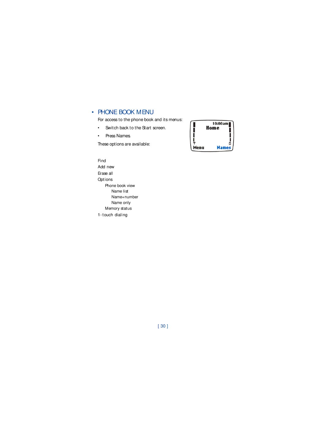 Nokia 1220 manual Phone Book Menu 