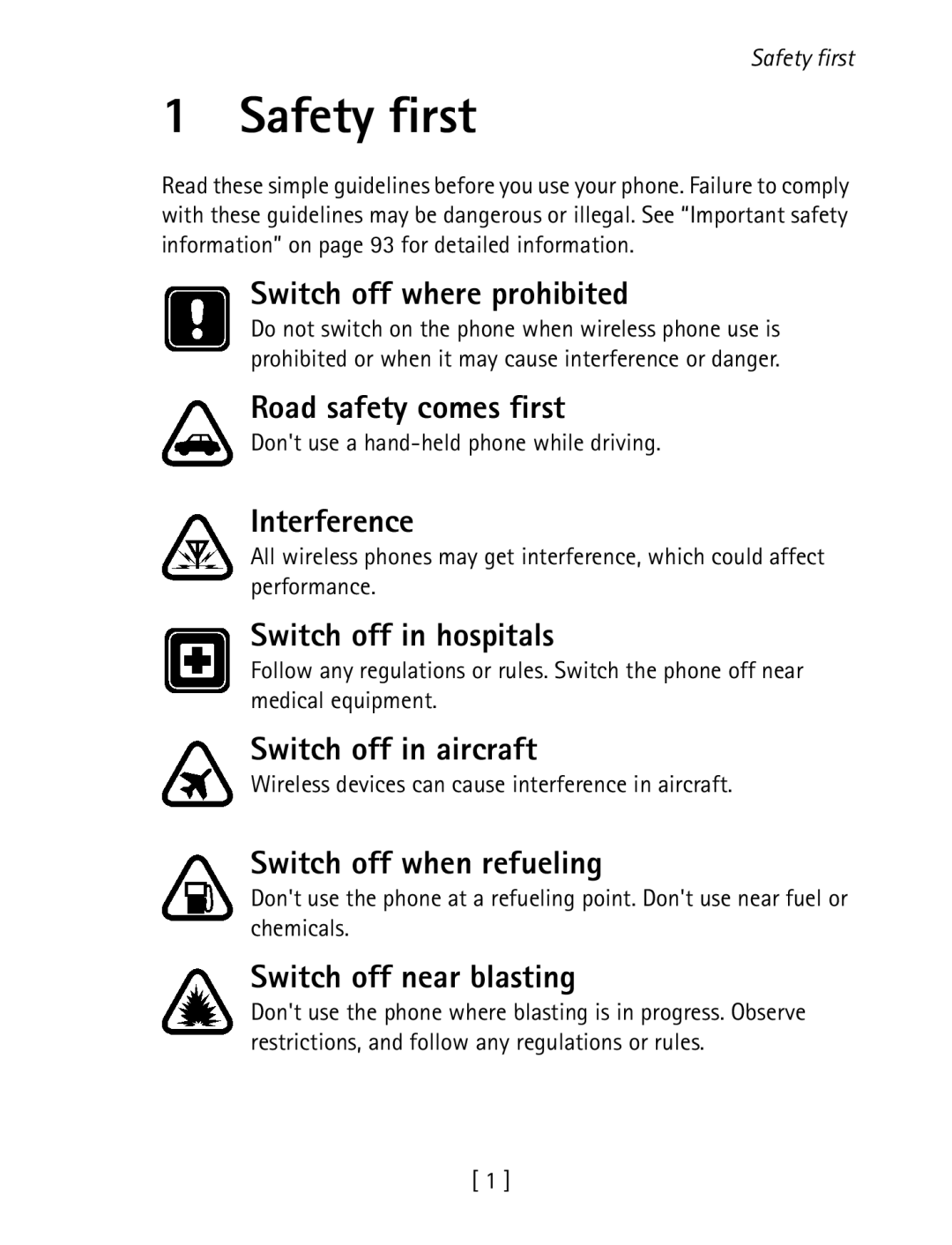 Nokia 1260 specifications Safety first 