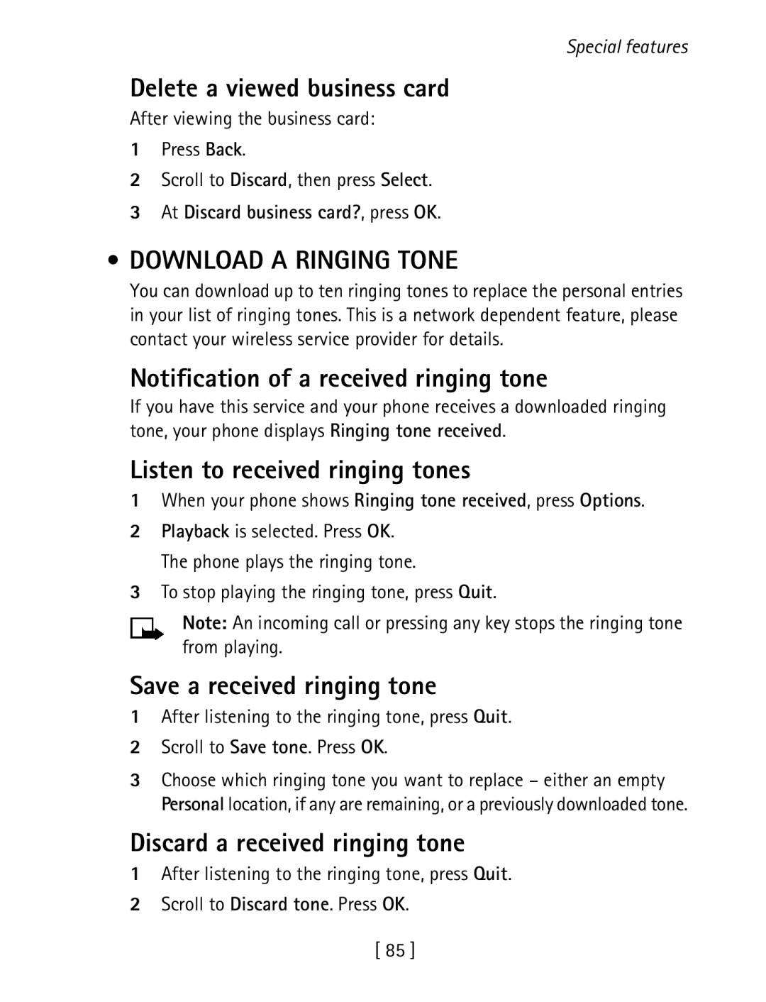 Nokia 1260 specifications Download a Ringing Tone 