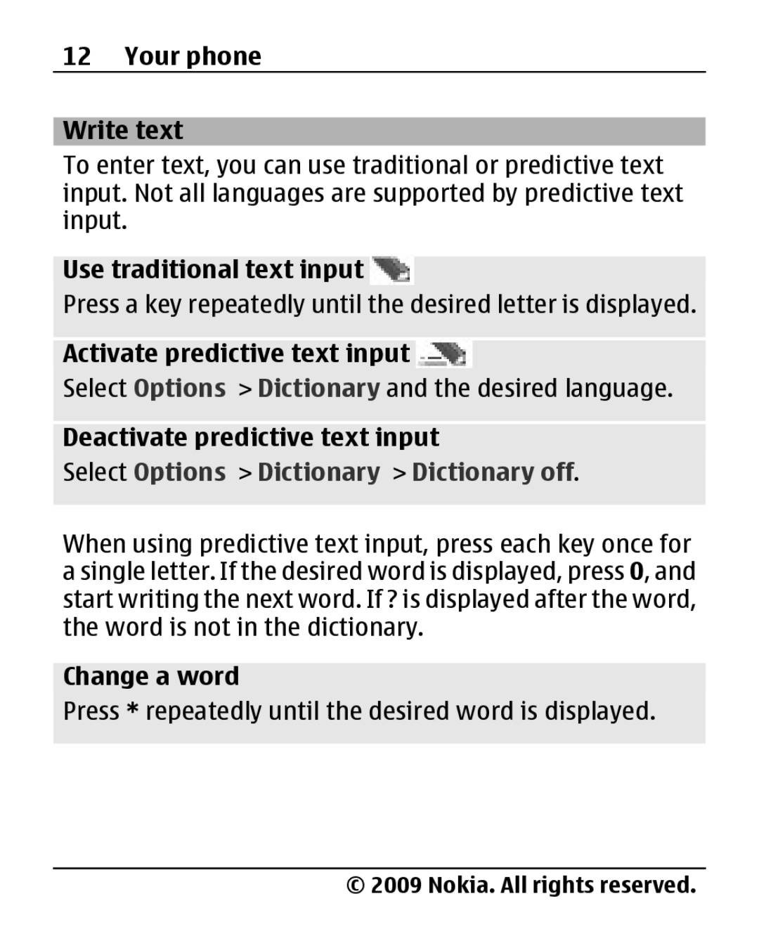 Nokia 1280 manual Select Options Dictionary Dictionary off 