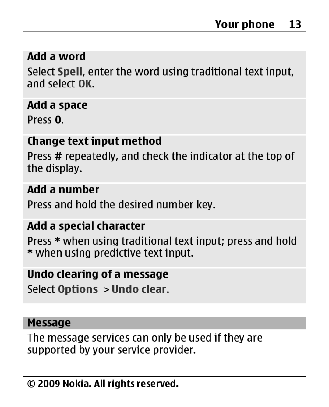 Nokia 1280 manual Select Options Undo clear 