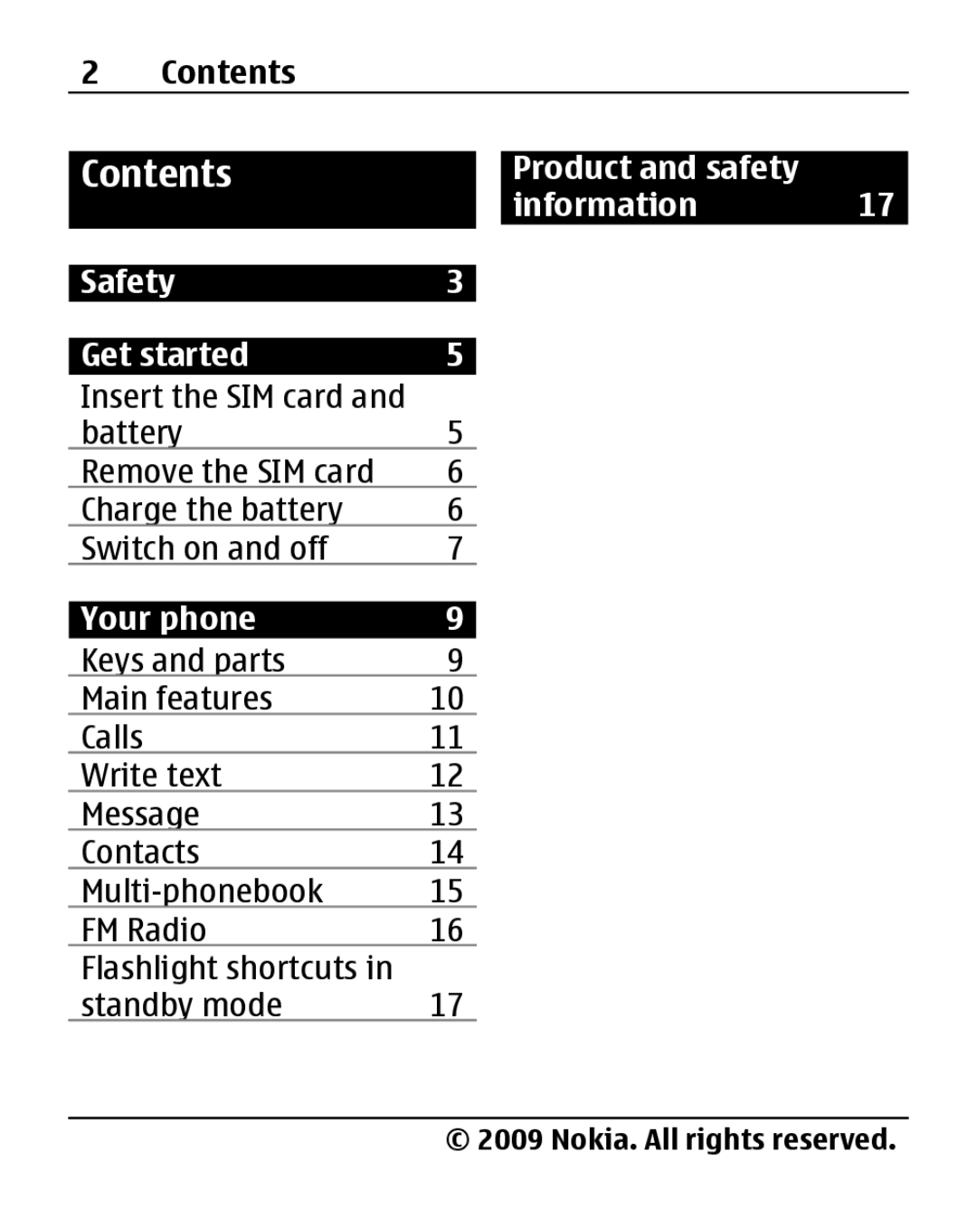 Nokia 1280 manual Contents 