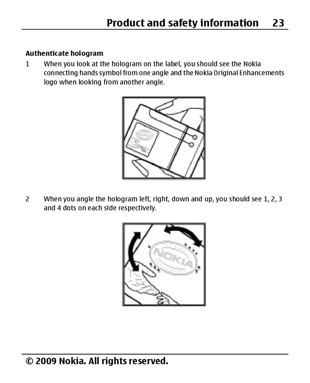 Nokia 1280 manual Authenticate hologram 