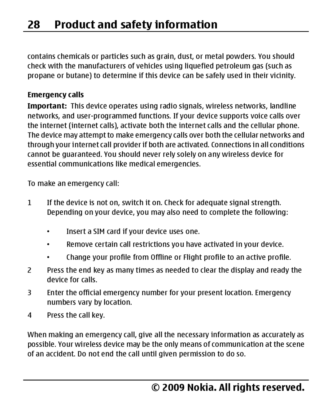 Nokia 1280 manual Emergency calls 