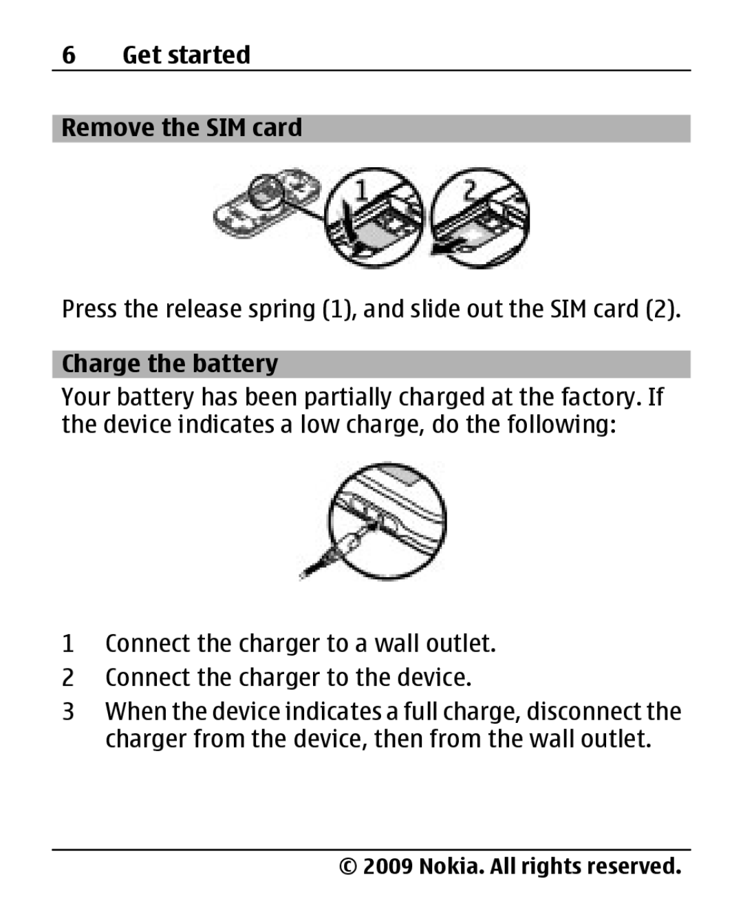 Nokia 1280 manual Charge the battery 