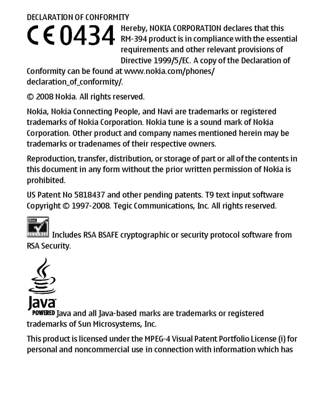 Nokia 1680 manual Declaration of Conformity 