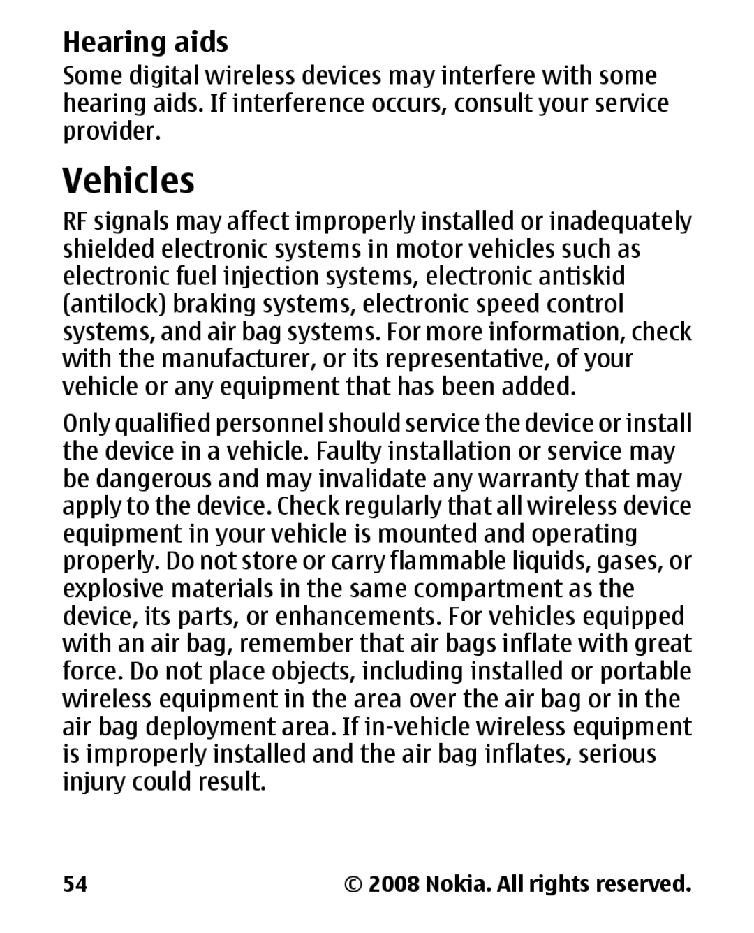 Nokia 1680 manual Vehicles, Hearing aids 