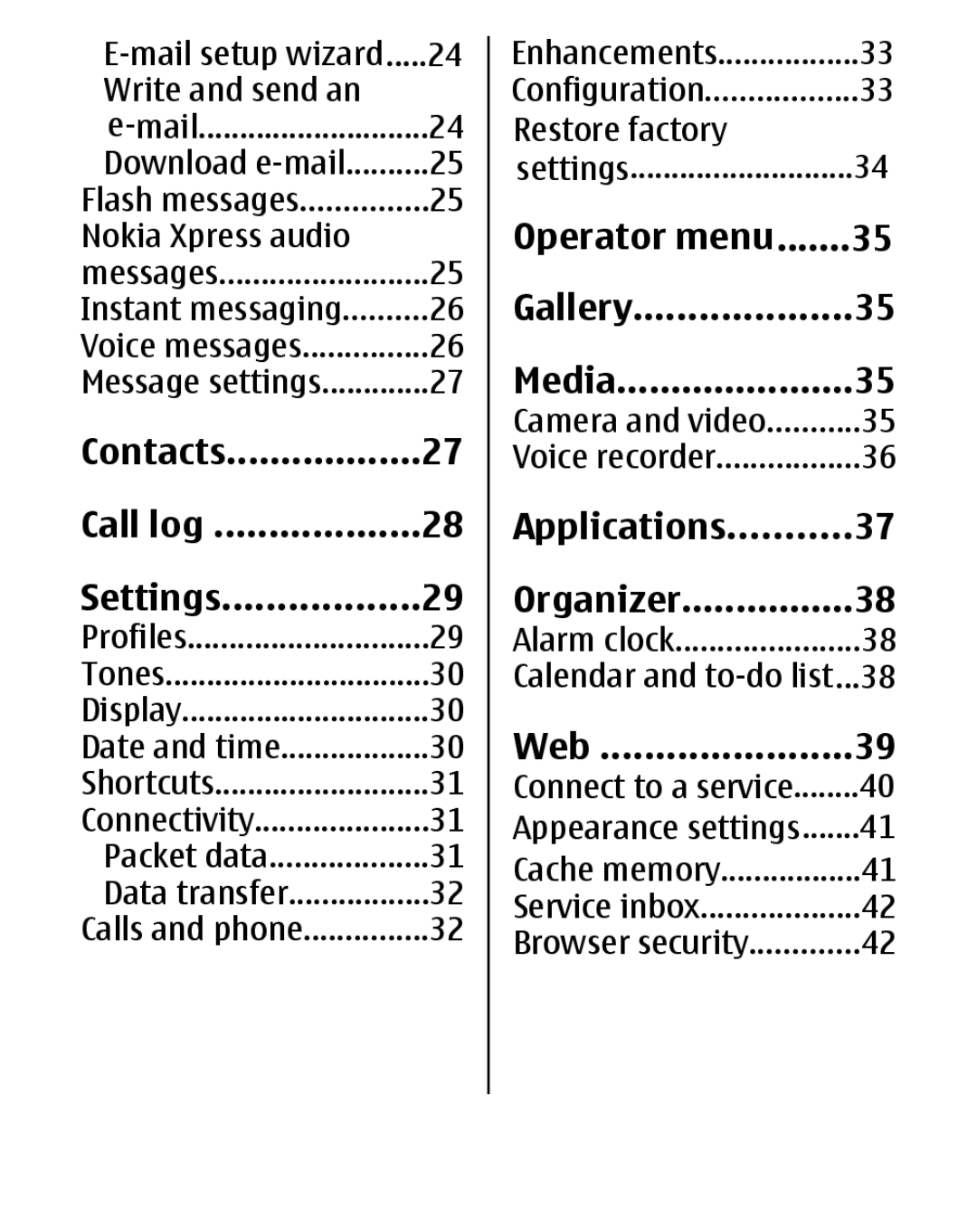 Nokia 1680 manual Call log Settings, Operator menu Gallery Media, Applications Organizer, Web 