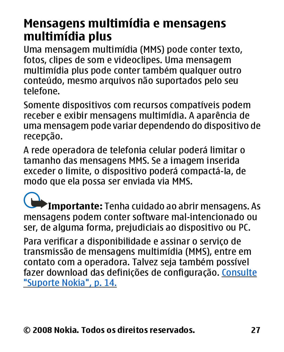 Nokia 1680c-2 manual Mensagens multimídia e mensagens multimídia plus 