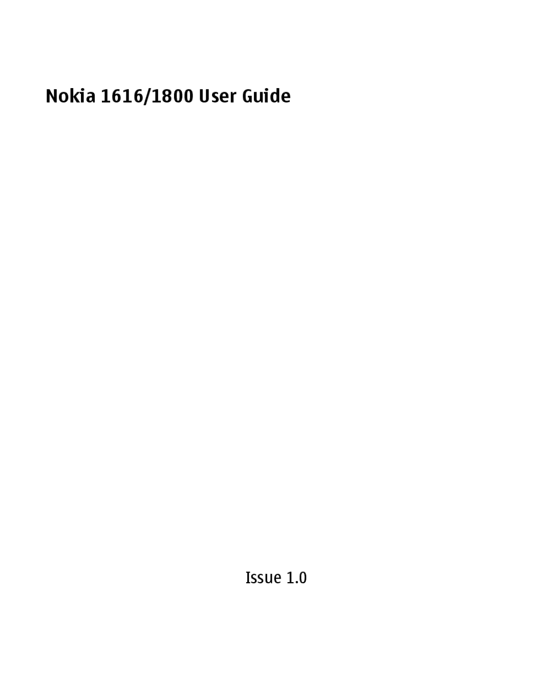 Nokia manual Nokia 1616/1800 User Guide 