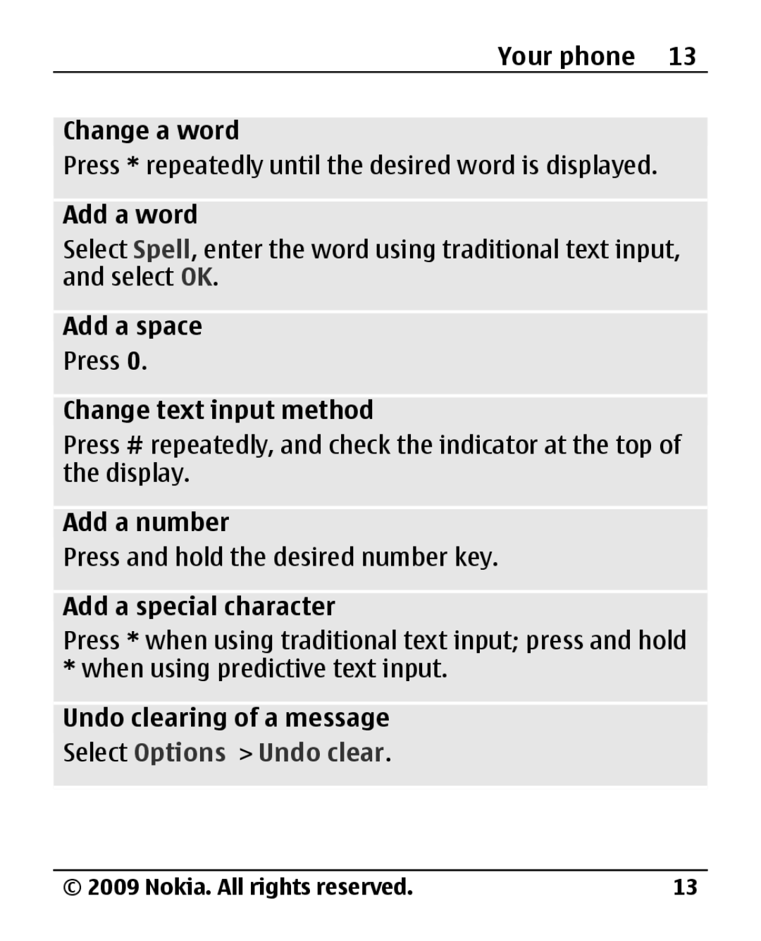 Nokia 1800 manual Select Options Undo clear 