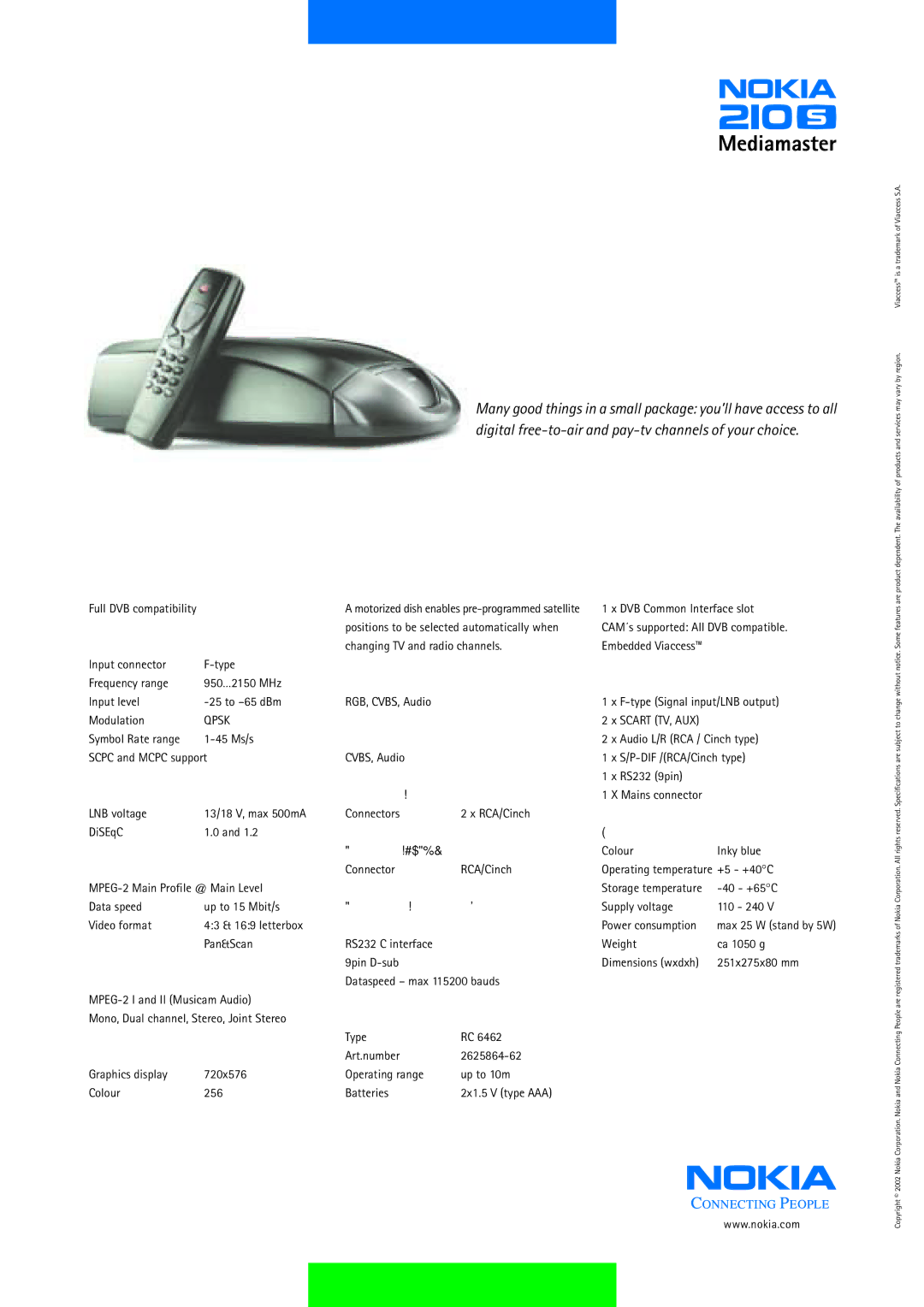 Nokia 210S manual TV Scart 