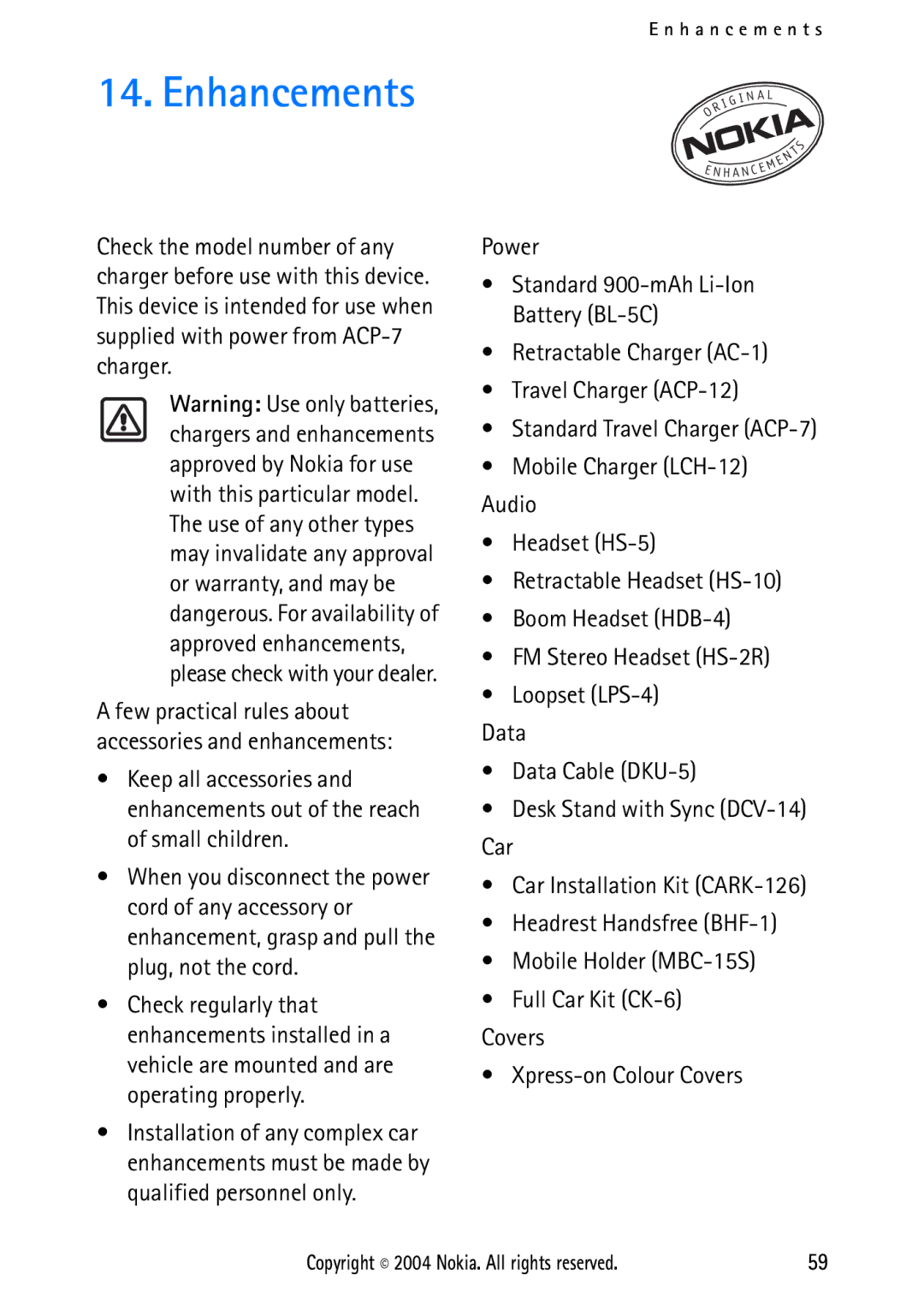 Nokia 2112 manual Enhancements 