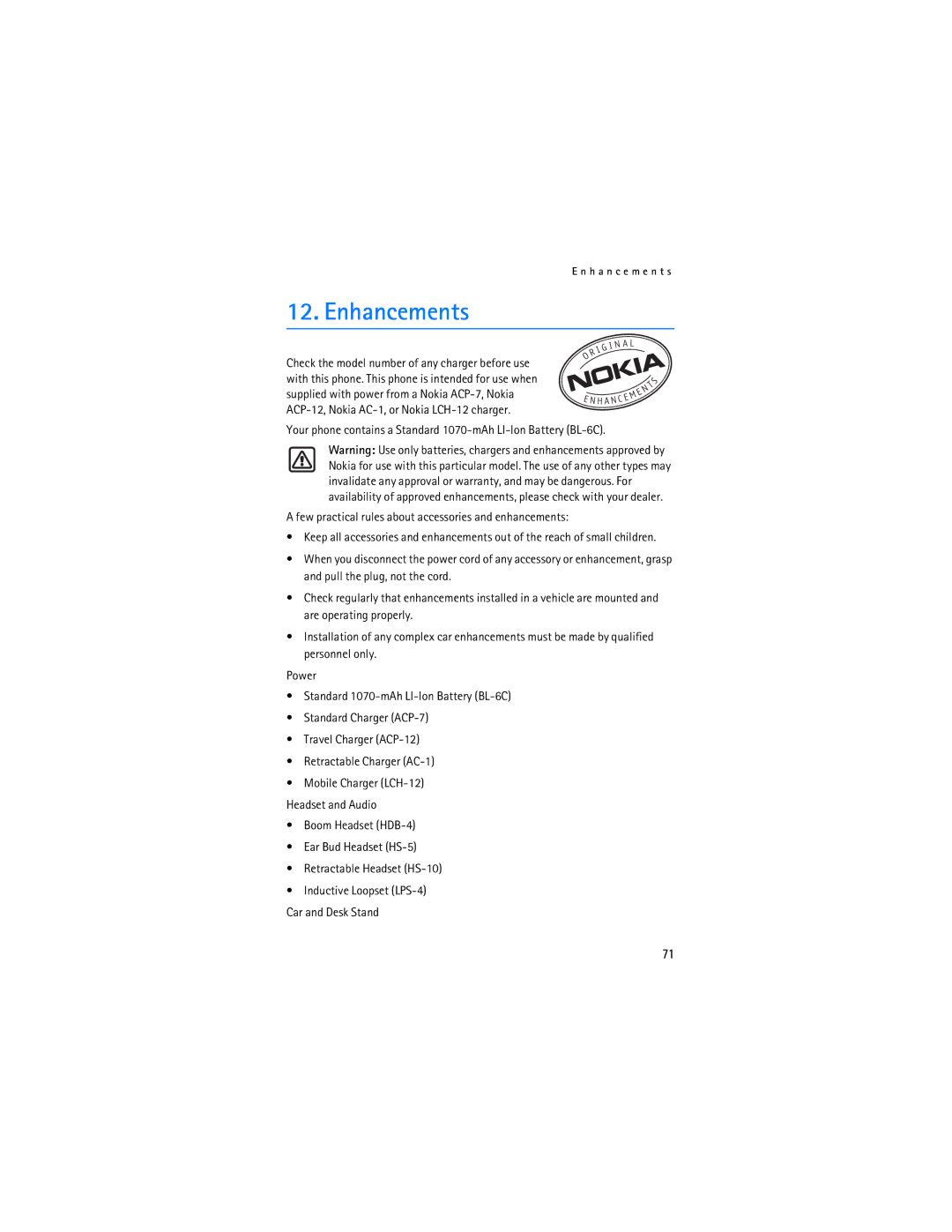 Nokia 2115i manual Enhancements 