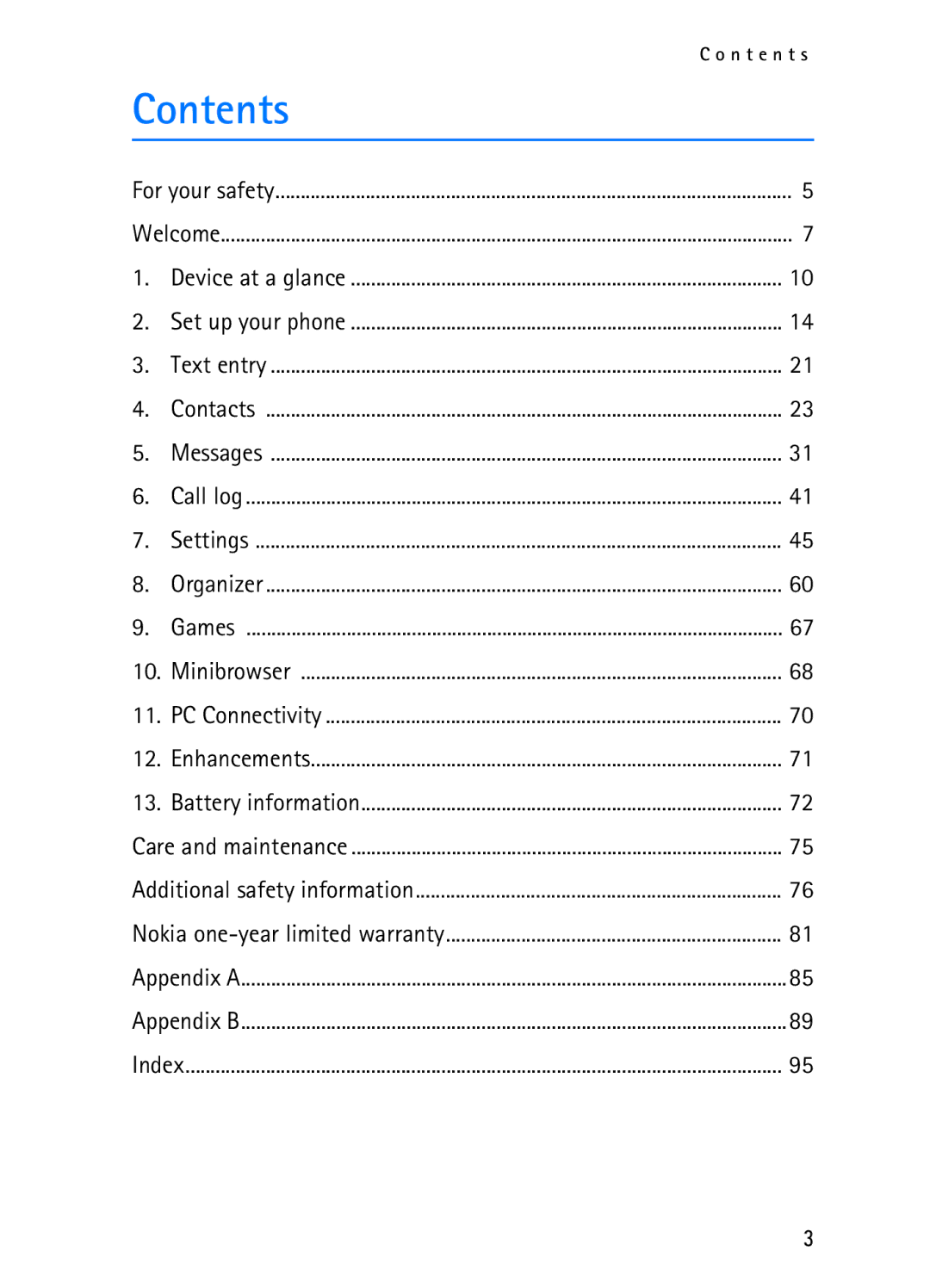 Nokia 2116i manual Contents 