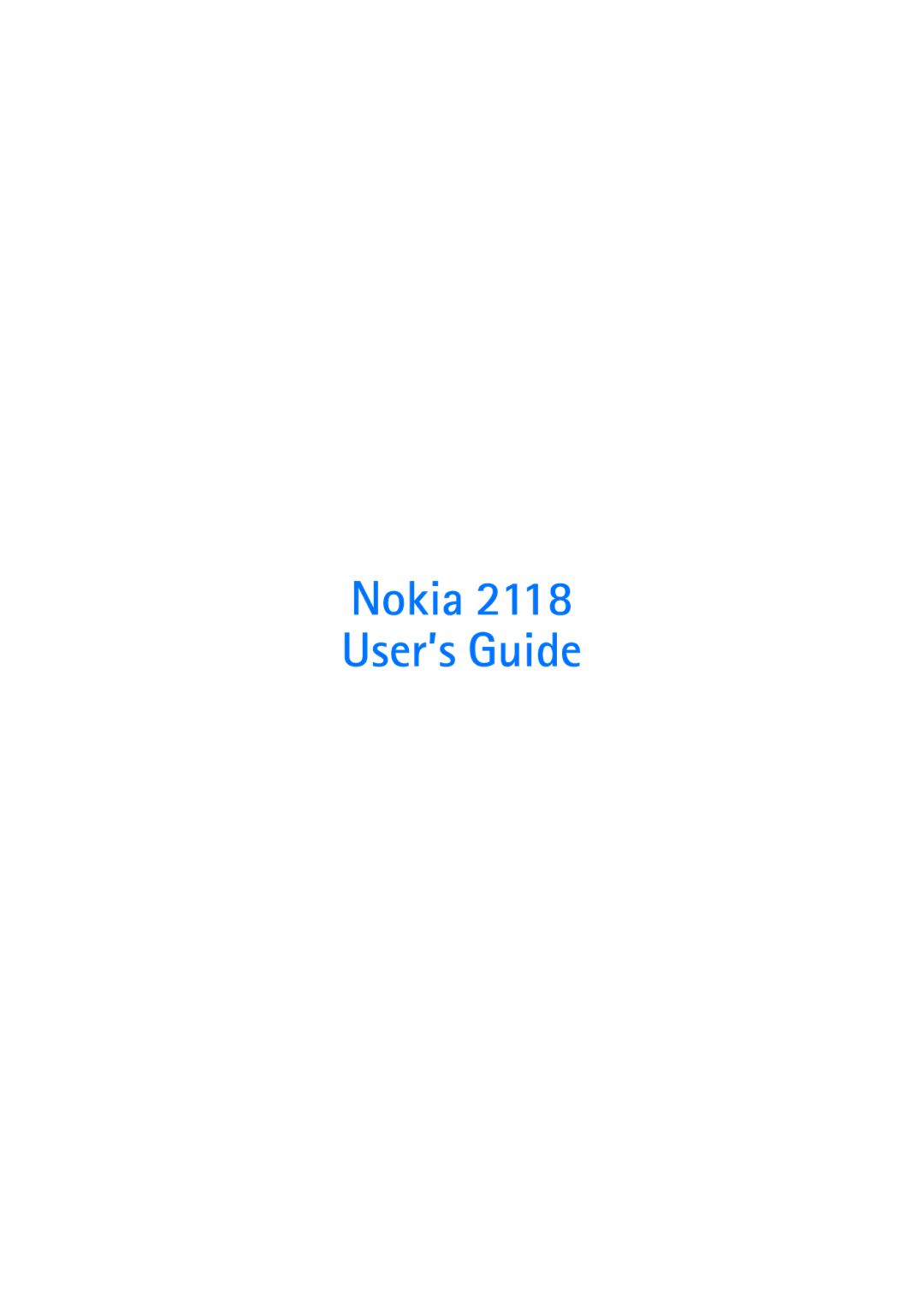 Nokia manual Nokia 2118 User’s Guide 