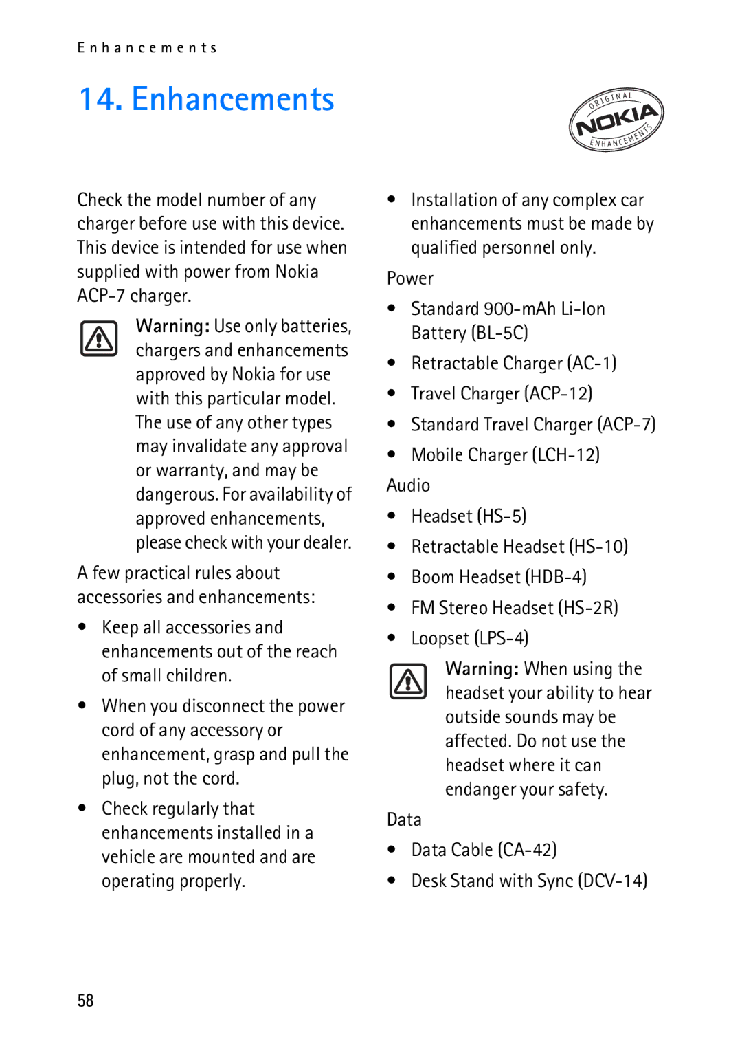 Nokia 2118 manual Enhancements 