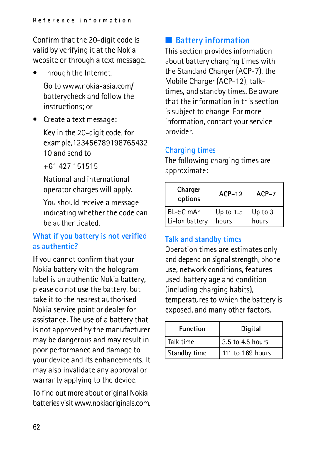 Nokia 2118 manual Battery information, Through the Internet Create a text message, +61 427 