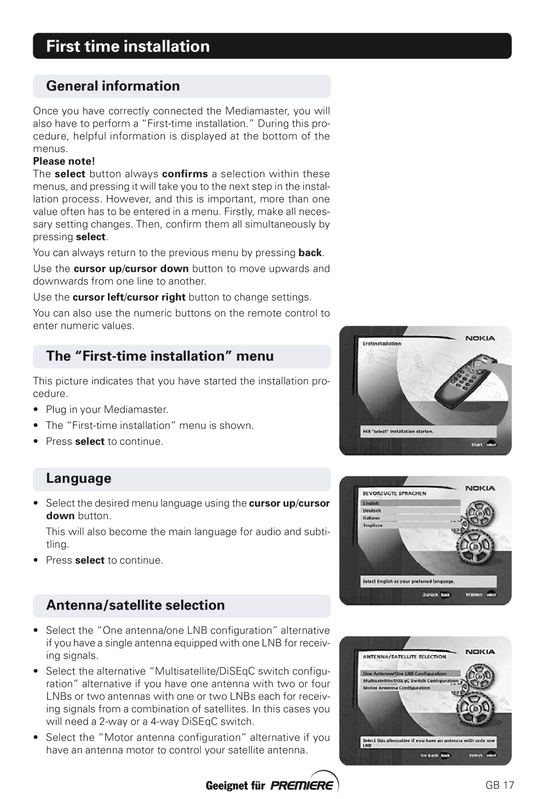 Nokia 211S manual First time installation, General information, First-time installation menu, Please note 