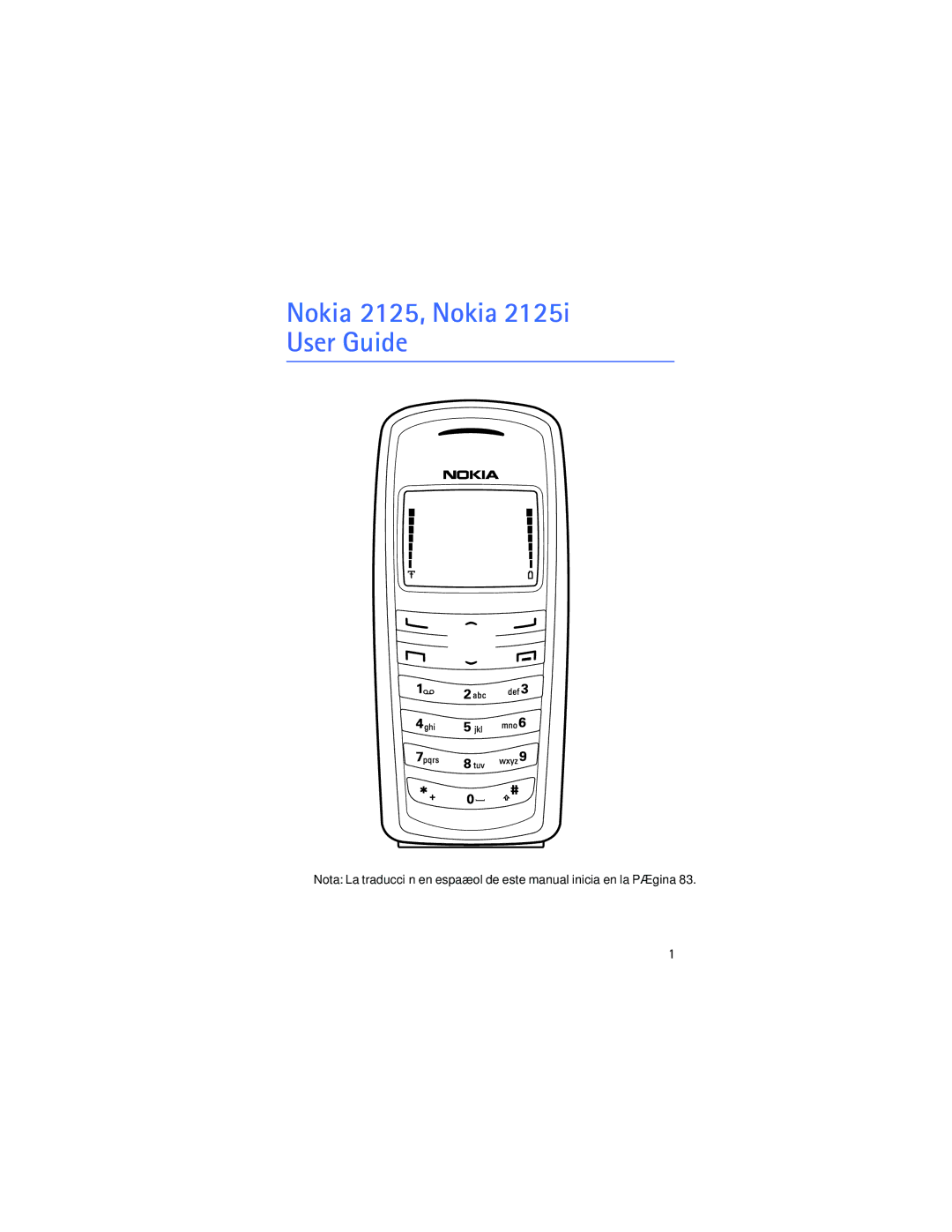 Nokia manual Nokia 2125, Nokia 2125i User Guide 