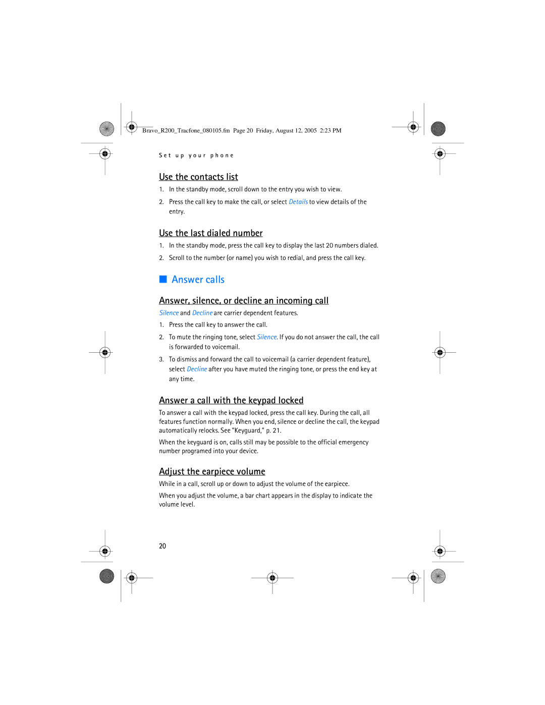 Nokia 2126 manual Answer calls 