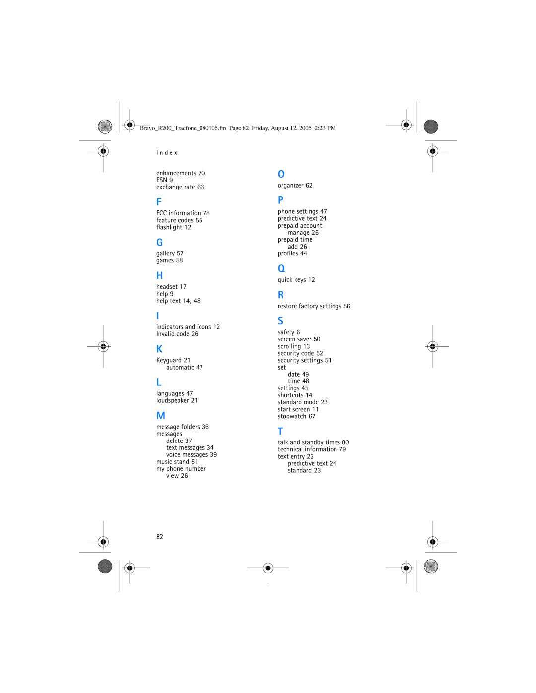 Nokia 2126 manual Message folders 36 messages Delete, View Organizer, Predictive text 24 standard 